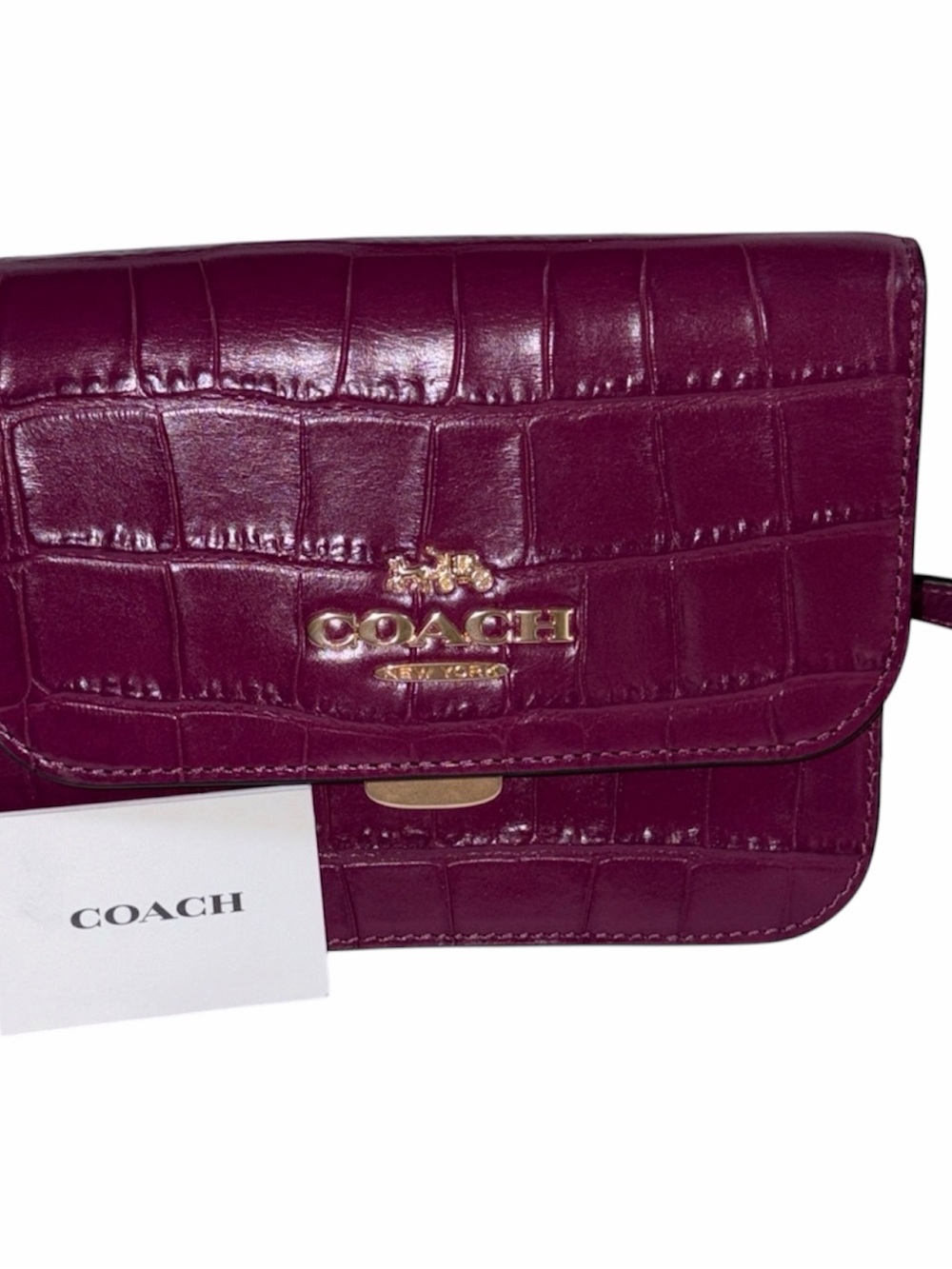 Coach C5627 Mini Brynn Crossbody Dark Berry Croc Embellished Leather - SEE PICS